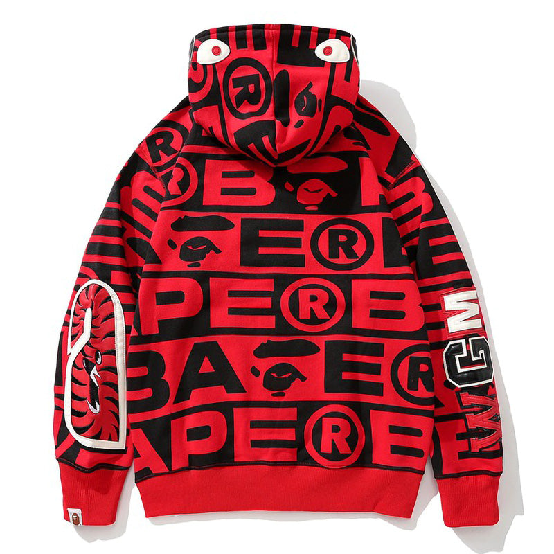 BAPE All-Over Logo Shark Zip Hoodie