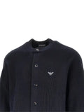 Emporio Armani logo-embroidered ribbed-knit cardigan