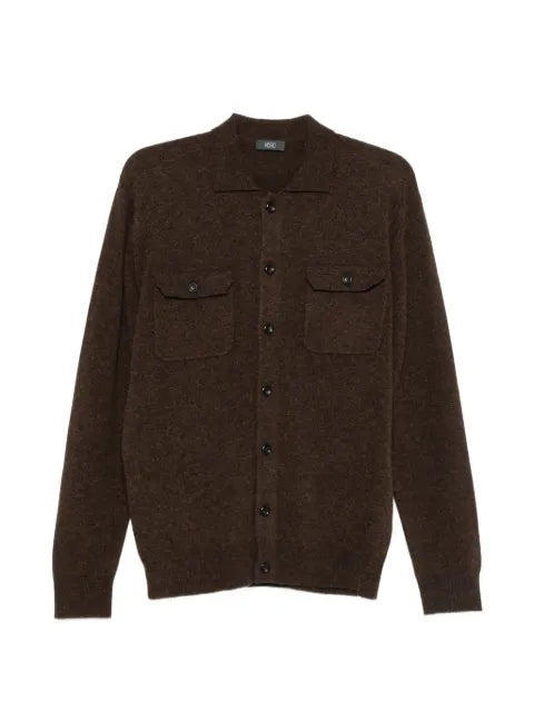 Hosio button-up chest-pocket cardigan