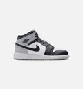 Air Jordan 1 Mid Youth Lifestyle Sneakers - White/Light Smoke Grey/Black