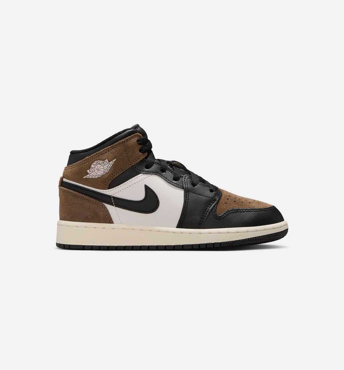 Air Jordan 1 Mid Grade School Lifestyle Shoes - Black / Phantom / Palomino / University Red