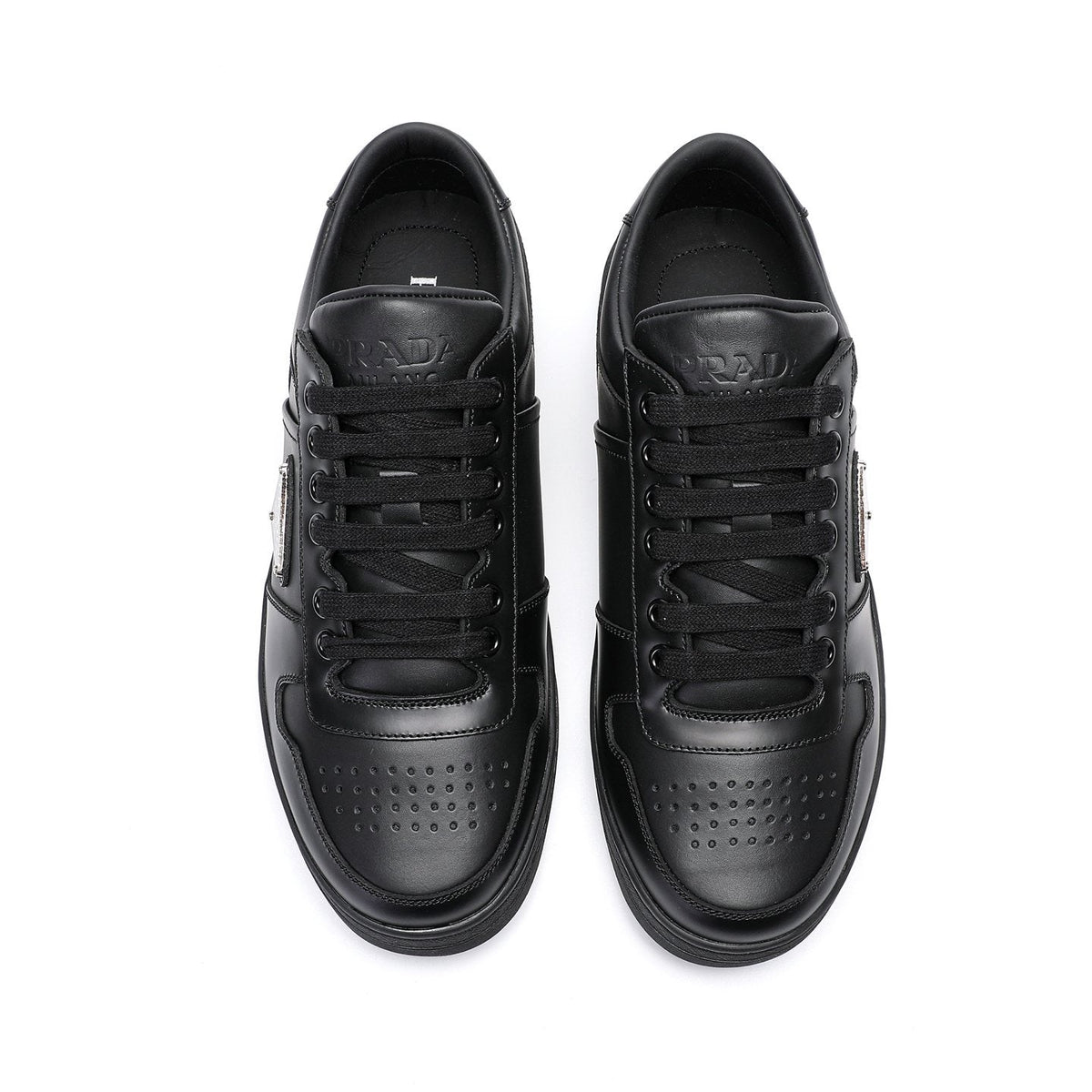 Prada Men's Black Perforated Low-Top Sneakers
