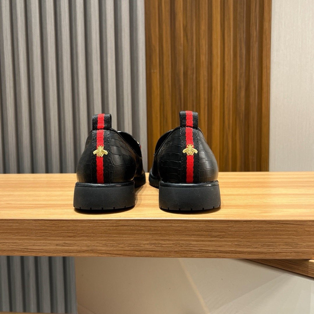 Gucci Men's Croc-Embossed Horsebit Loafers